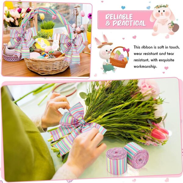 Easter Imitation Hemp Wire Edge Ribbon 2 Rolls Set - Image 2