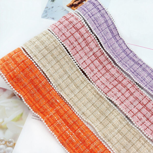 38mm Checkered Flannel Ribbon with Bead Edge 5 Yards - Image 2