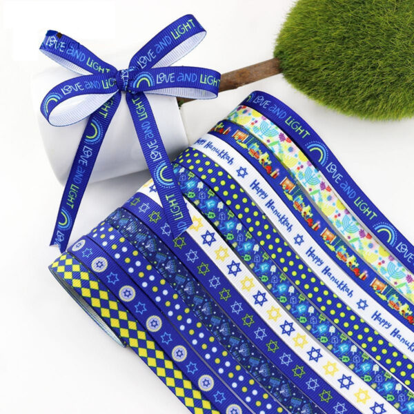10mm Hanukkah Ribbon with David Star,Menorah,Dreidel 12 Pack - Image 4