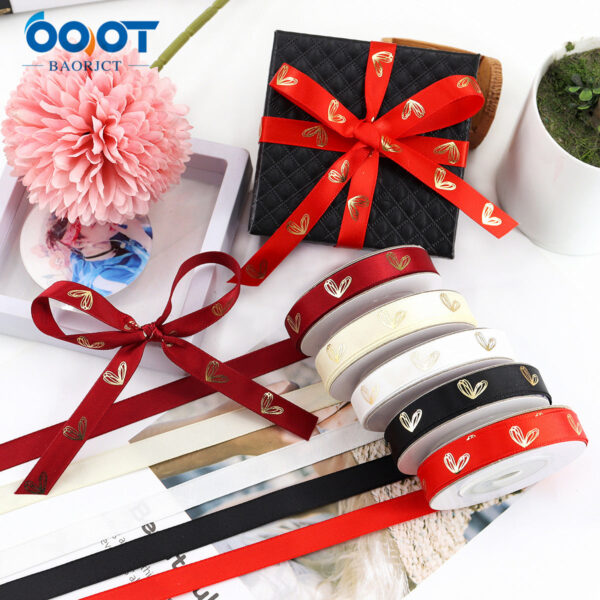 10mm Heart-Shaped Gold Foil Ribbon 5-Color Set - Image 3