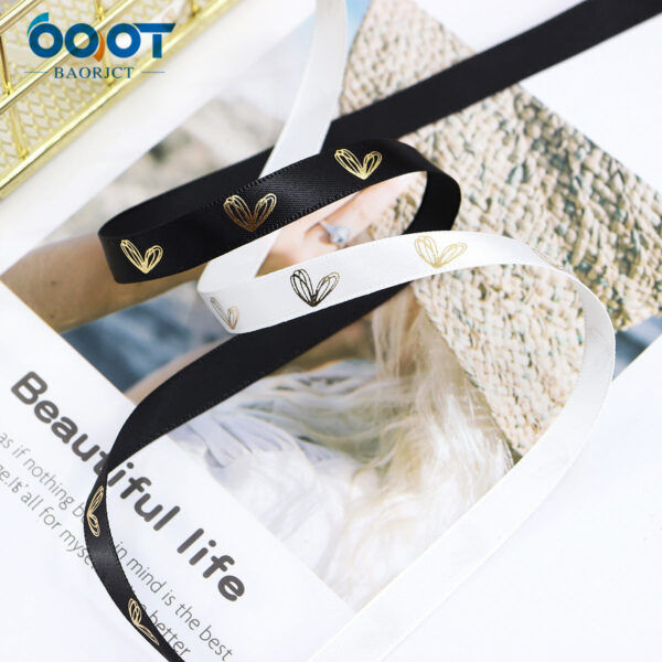 10mm Heart-Shaped Gold Foil Ribbon 5-Color Set - Image 4