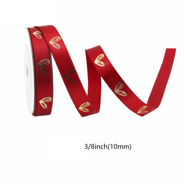 10mm Heart-Shaped Gold Foil Ribbon 5-Color Set - Image 7