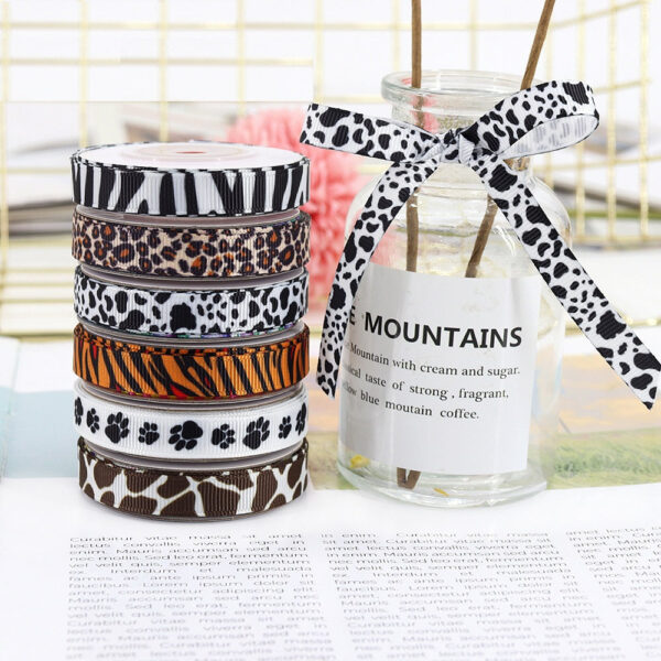 10mm Zebra, Cow, Leopard, Giraffe Print Ribbons 60 Yards - Image 5