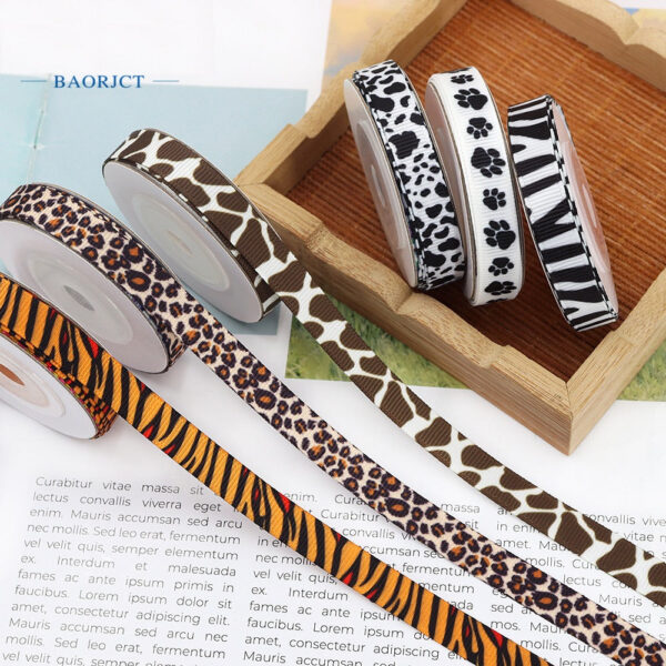 10mm Zebra, Cow, Leopard, Giraffe Print Ribbons 60 Yards - Image 4