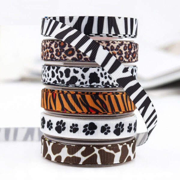 10mm Zebra, Cow, Leopard, Giraffe Print Ribbons 60 Yards - Image 3