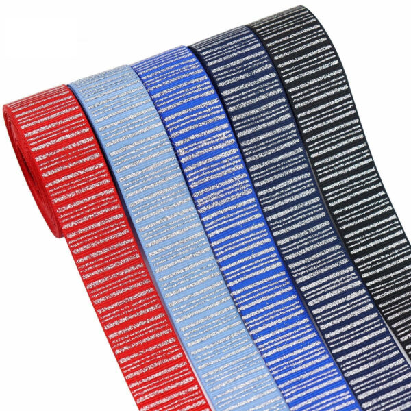 25mm Sparkling Vertical Striped Silver Ribbon with Foil 28 Colors - Image 5