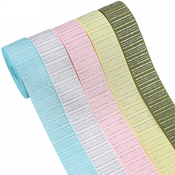 25mm Sparkling Vertical Striped Silver Ribbon with Foil 28 Colors - Image 6