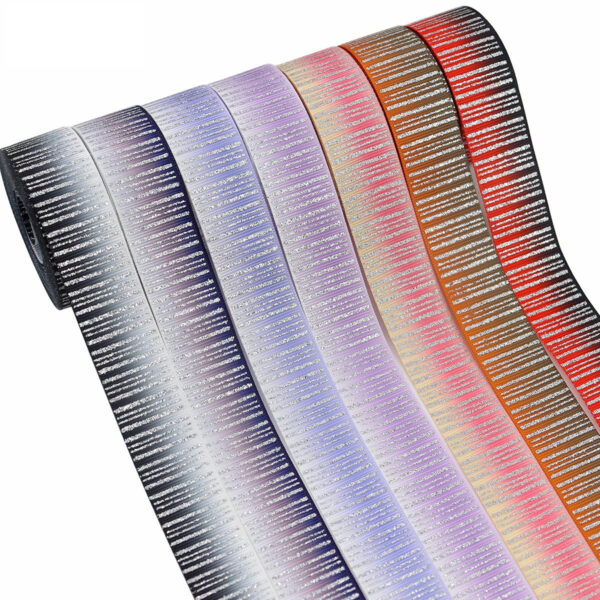 25mm Sparkling Vertical Striped Silver Ribbon with Foil 28 Colors - Image 7