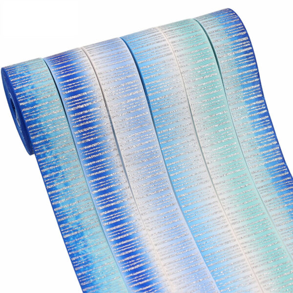 25mm Sparkling Vertical Striped Silver Ribbon with Foil 28 Colors - Image 8