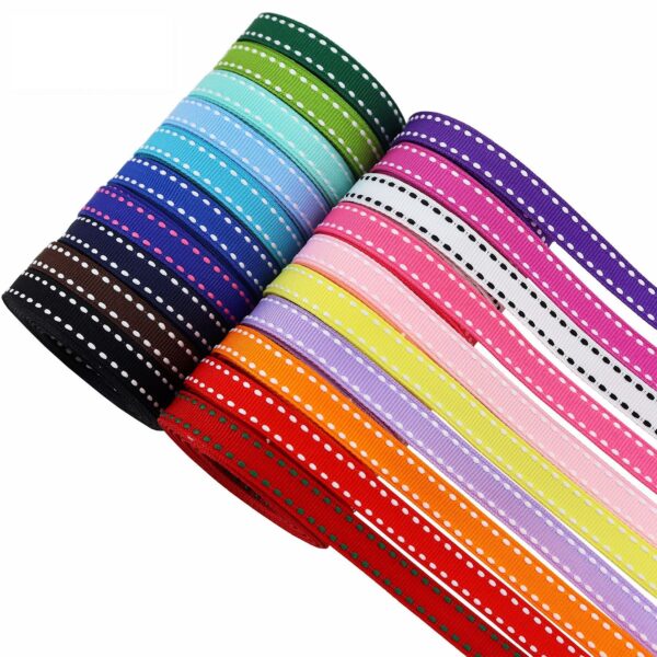 10mm Striped Ribbon Set 20 Colors (5 Yards per color) - Image 2