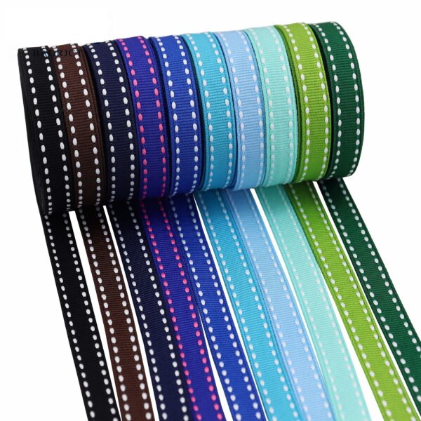 10mm Striped Ribbon Set 20 Colors (5 Yards per color) - Image 5