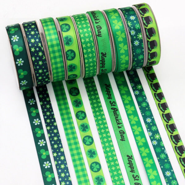 10mm Green Four-Leaf Clover Ribbon for St. Patrick's Day 18 Pack - Image 3