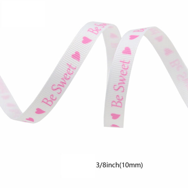10mm 25mm Pink Strawberry Heart Bear Ribbed Ribbon 30 Yards - Image 4