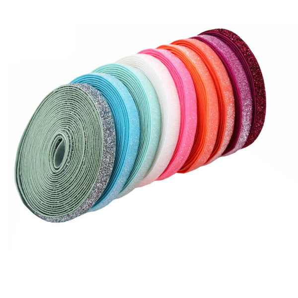 10mm Stretchy Ribbon with Plush Glitter 9 Colors Set - Image 2
