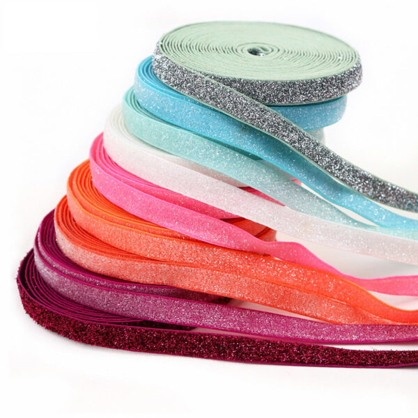 10mm Stretchy Ribbon with Plush Glitter 9 Colors Set - Image 5