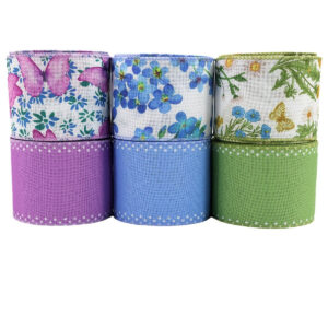 6 Rolls 2.5"×5 Yard Wired Edge Summer Flowers Ribbons for Wreath Bow