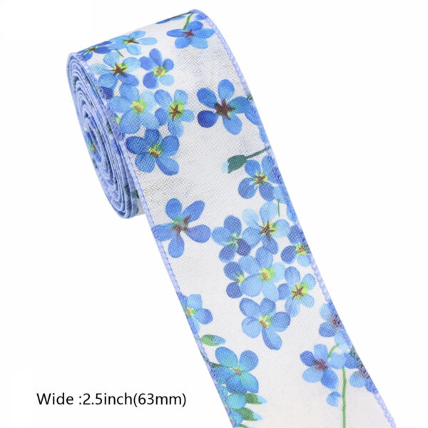6 Rolls 2.5"×5 Yard Wired Edge Summer Flowers Ribbons for Wreath Bow - Image 7