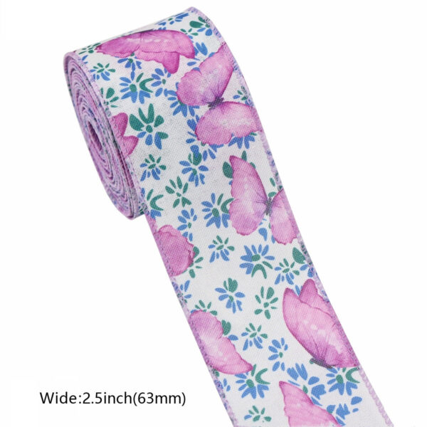 6 Rolls 2.5"×5 Yard Wired Edge Summer Flowers Ribbons for Wreath Bow - Image 9