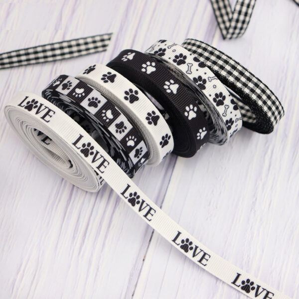 10mm Pet Paw Print Ribbon - Collar and Leash Webbing 6 Pack - Image 3
