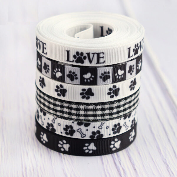 10mm Pet Paw Print Ribbon - Collar and Leash Webbing 6 Pack - Image 2