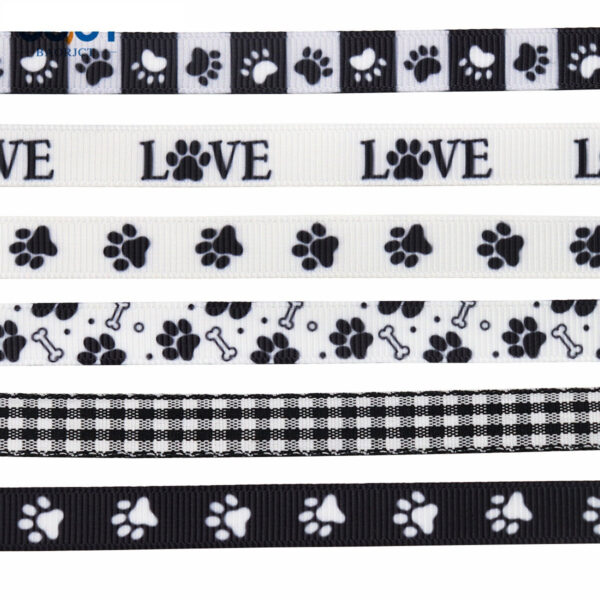10mm Pet Paw Print Ribbon - Collar and Leash Webbing 6 Pack - Image 4