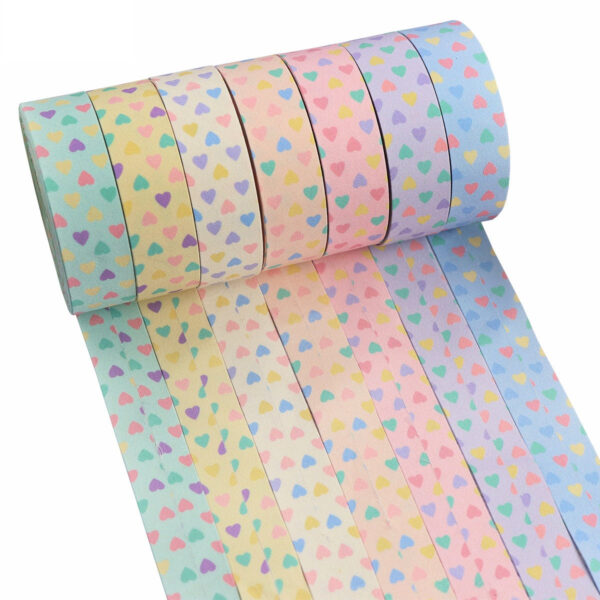 10/16/25/38mm Heart-Shaped Fabric Ribbon 7 Color Set - Image 3