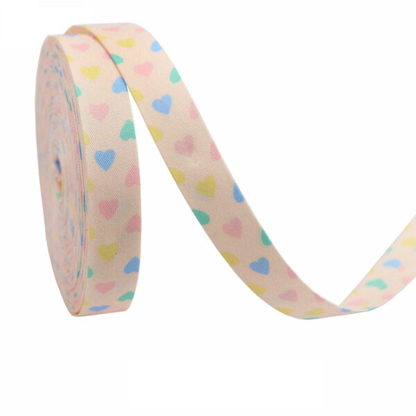 10/16/25/38mm Heart-Shaped Fabric Ribbon 7 Color Set - Image 5