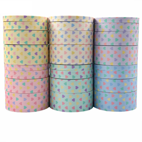 10/16/25/38mm Heart-Shaped Fabric Ribbon 7 Color Set - Image 2