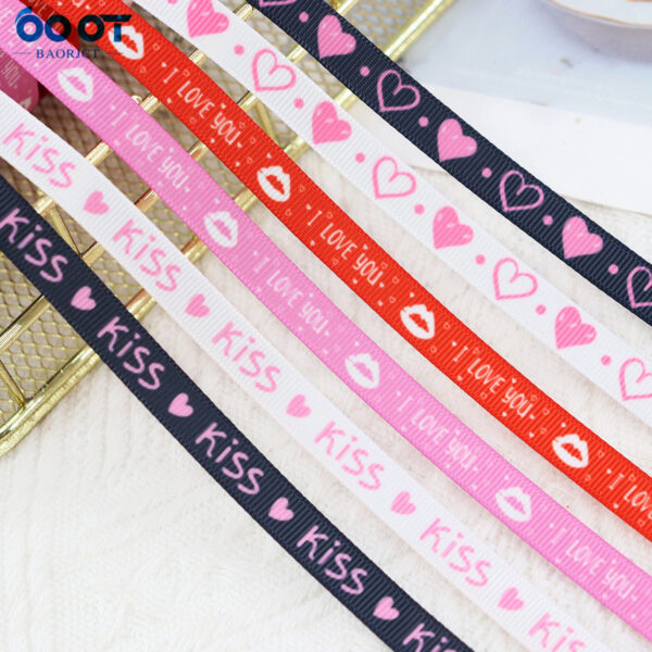 10mm Heart-Patterned Wedding and Proposal Ribbed Ribbon 18 Colors - Image 4