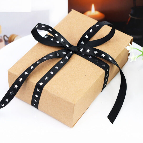 10mm Black Silver-Foil Star Ribbon 50 Yards - Image 4