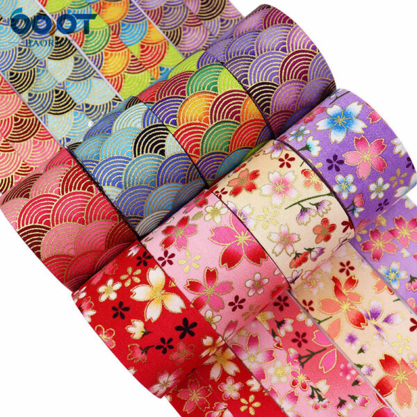 10mm/25mm/40mm Japanese Style Sakura Water Ripple Ribbon 8 Pack - Image 2