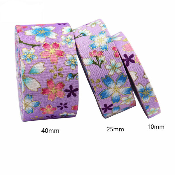 10mm/25mm/40mm Japanese Style Sakura Water Ripple Ribbon 8 Pack - Image 3