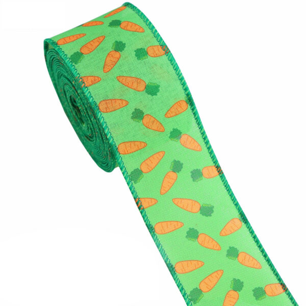 2/2.5 Inch Easter Hem Wire Edge Colorful Eggs Bunnies Carrots Ribbon 4 Pack - Image 7