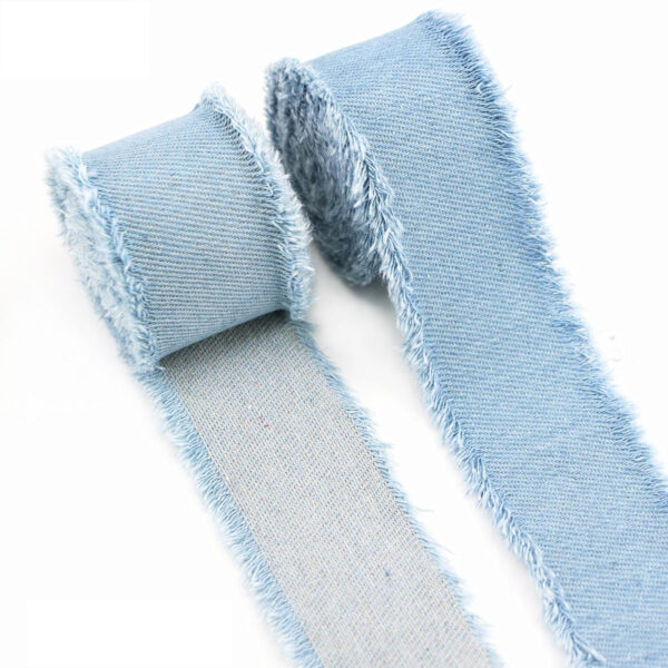 3/4/5cm Light and Dark Denim Ribbons 9 Pack - Image 5