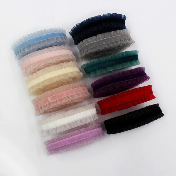20mm Colorful Lace Edge Elastic Ribbon 10 Yards Per Roll - Image 2
