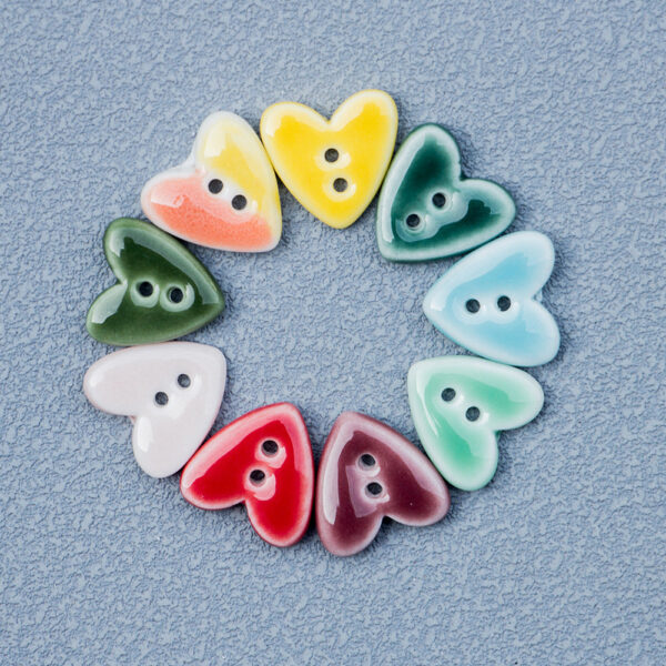 20mm Tiny Heart-Shaped 2-Hole Ceramic Buttons for Handmade DIY Jewelry 10pcs - Image 3