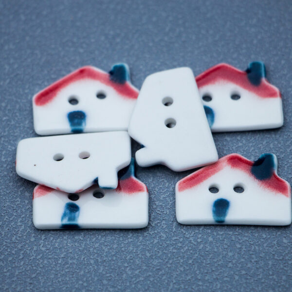 27x18mm Chimney House 2 Hole Ceramic Buttons for DIY Handmade Jewelry 10pcs - Image 2