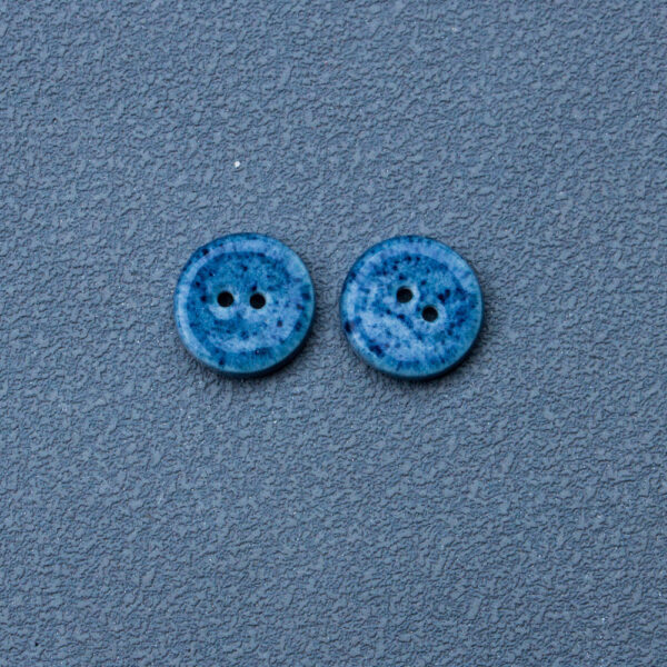 14mm Deep Blue Round 2-Hole Handmade Ceramic Buttons 10pcs - Image 4