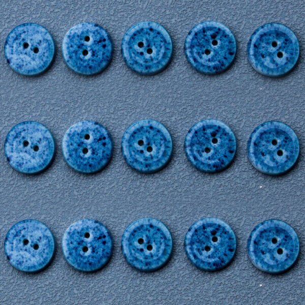 14mm Deep Blue Round 2-Hole Handmade Ceramic Buttons 10pcs - Image 3