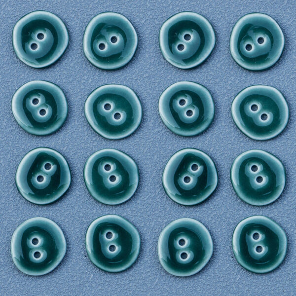 20mm Dark Green Irregular Round 2-Hole Ceramic Buttons for DIY Handmade Jewelry 10pcs