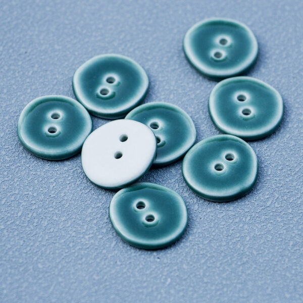 20mm Dark Green Irregular Round 2-Hole Ceramic Buttons for DIY Handmade Jewelry 10pcs - Image 2