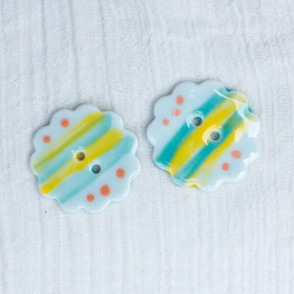 25mm Laced Round 2 Hole Ceramic Buttons for DIY Bracelet and Necklace Accessories 10PCS - Image 4