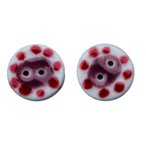 19.5mm Red-Dotted Round 2-Hole Handmade Ceramic Buttons 10pcs