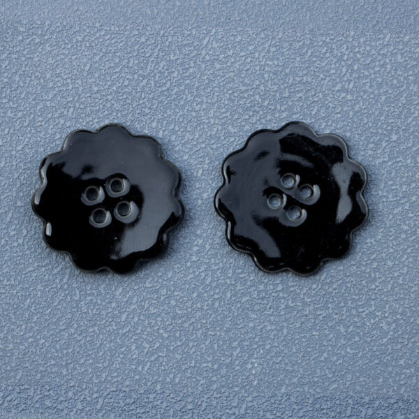 30mm Round Laced 4 Hole Black and Khaki Handmade Ceramic Buttons 6pcs - Image 4