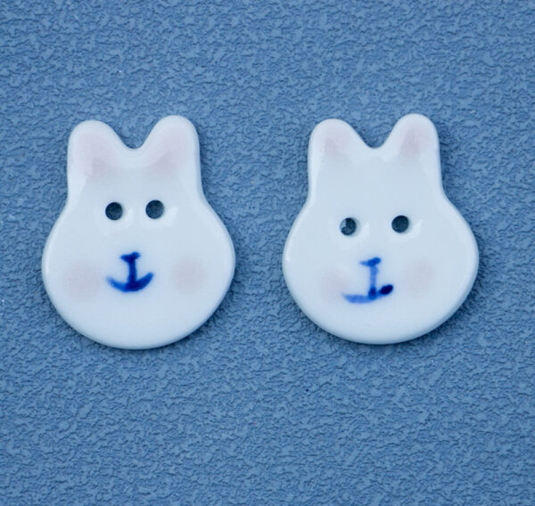 19mm Hand Painted Red Pink Eared Rabbit 2 Hole Ceramic Buttons 10pcs - Image 5