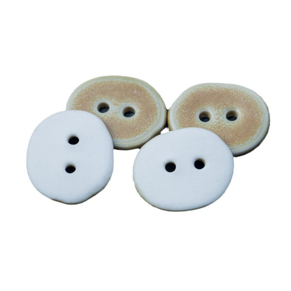 22.5mm Sand-Colored Irregular Oval 2-Hole Ceramic Buttons 6pcs - Image 2