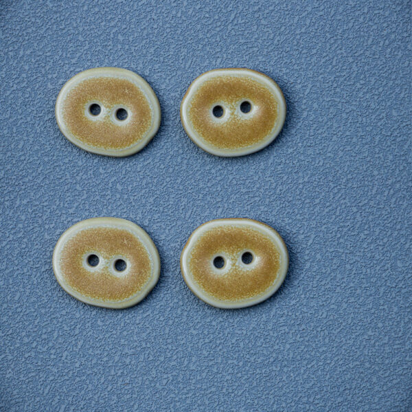 22.5mm Sand-Colored Irregular Oval 2-Hole Ceramic Buttons 6pcs - Image 3