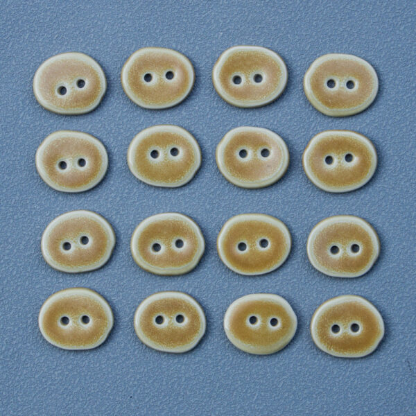 22.5mm Sand-Colored Irregular Oval 2-Hole Ceramic Buttons 6pcs - Image 5