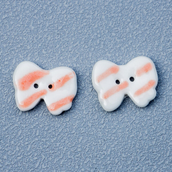 20.5mm Small Bow 2-Hole Handmade DIY Ceramic Buttons 10pcs - Image 5