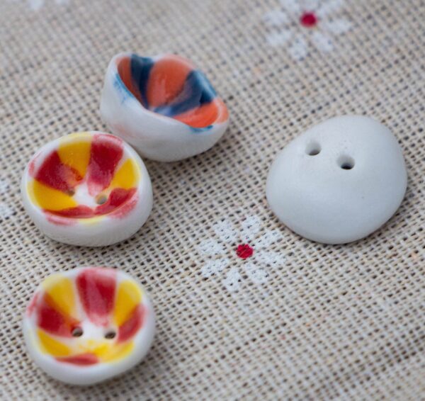 15mm Handmade Bowl-Shaped 2-Hole Ceramic Buttons for DIY Bracelets Necklace 10pcs - Image 2